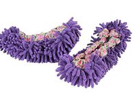 Lazy Microfiber Household Dust Cleaning Mop Slippers Shoes Cover, a Pair (Purple)