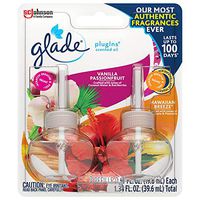 Glade PlugIns Refills Air Freshener, Scented and Essential Oils for Home and Bathroom, Hawaiian Breeze & Vanilla Passion Fruit, 1.34 Oz, 2 Count