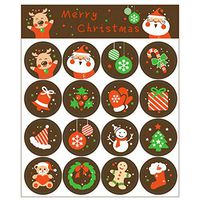 MS.CLEO Christmas Sticker Xmas Elements Self-Adhesive DIY Cartoon Sticker Holiday Gift Sealing Decoration Paster Baking Packing Label Wrapping Stickers Packaging Envelope Seals(30 Sheets,480pcs)