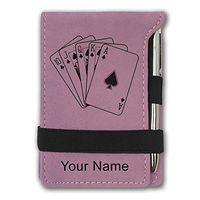 Mini Notepad, Royal Flush Poker Cards, Personalized Engraving Included (Pink)