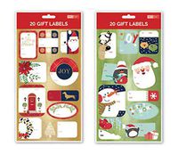 Holiday Fun 40 Self Adhesive Christmas Gift Tags Labels 2 Packs of 2 Sheets Per Pack of Different Designs Xmas Gift Labels Best for Gifts Presents, Wrapping Paper and Gift Bags (IG107204)