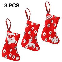 Christmas Stockings Decoration Red Paw Print Fabulous for Funny Xmas Party