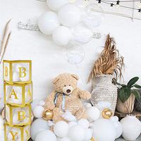 Baby Shower Party Boxes Decorations– 4 pcs Balloons Décor Red Boxes with Letter, Clear Boxes BABY Letter Blocks Design Set for First Birthday Party Bridal Shower or Gender Reveal