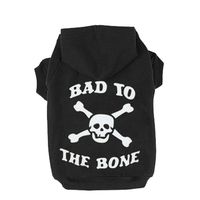 EXPAWLORER Black M Bad to The Bone Printed Skull Cat Fleece Sweatshirt Dog Hoodies