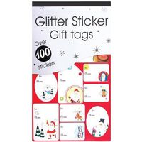 75 x Christmas Xmas Red & Green Glitter Sticker Gift Tags