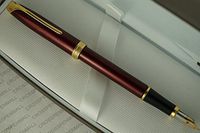 Cross Made in The USA Pinnacle Pinnacle Bordeaux Lacquer Fountain Pen with Hallmarked Solid 18KT Gold Extra Fine Nib