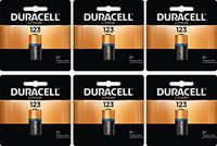 6 Duracell CR123A DL123A 3 Volt Photo Lithium Batteries in Original Packaging