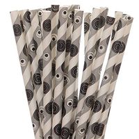 Grey and Black Striped and Polka Dot Paper Straws (75)