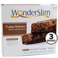 WonderSlim Meal Replacement Protein Bar - Low Carb Nutrition Bar for Women & Men -Fudge Graham - High Fiber, KETO Friendly, Weight Loss Diet Snack Bar (7ct) 3 Box Value-Pack (Save 10%)