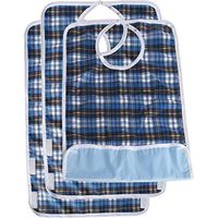 HappyNites Adult Bib Clothing Protector - Washable Reusable Bibs for Seniors for Eating at Mealtime, Waterproof Stain Resistant Bibs for Elderly (3 Pack)