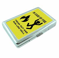 Freak Out and Run Sign Funny Metal Silver Cigarette Case Holder Wallet RFID-blocking