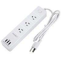 3-Outlet Power Strip with 3 USB Ports, Switch for USB & AC Plug Connect with 5.25 ft Power Cord, Power Outlet Built in Tamper Resistant for Home, Office, Hotel(White)