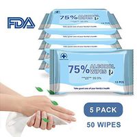 Alcohol Wipes, Wet Wipes, 75% Alcohol Detergent Wipes Travel for Multifunctional Cleaning(5 Packs,50 Wipes)