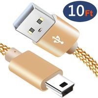 SIOCEN Mini USB 2.0 Cable Braided,Type A to Mini-B Charger Cord for PS3 Controller,GoPro Hero 3+,Garmin Nuvi GPS,Digital Camera Data Transfer,Dash Cam,MP3 Player,PDA Playstation 3 Charging Long 10ft