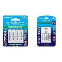 Panasonic BK-3MCCA8BA eneloop AA 2100 Cycle Ni-MH Pre-Charged Rechargeable Batteries, 8 Pack & Advanced Individual Cell Battery Charger Pack with 4 AA eneloop 2100 Cycle Rechargeable Batteries