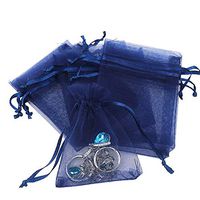 Outdoorfly 50PCS Drawstring Organza Bags 5x7 Inches Navy Blue Transparent Jewelry Favor Pouches Baby Shower Party Wedding Gift Bags Chocolate Candy Bags (Navy Blue)