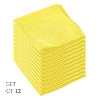 Super Soft Microfiber Cleaning Cloth - Set of 24 Yellow Washcloths - 12 x 12 Inches - By Etienne Alair