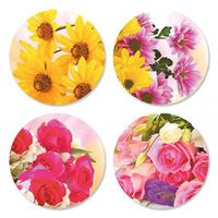 Floral Bouquet Stickers- Set of 24 Round Evelope Seals