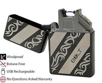 BOLT Lighter® USB Rechargeable Windproof Electric Plasma Arc Cigarette Lighter with Charging Cable and Carrying Pouch … (Dark Gray)