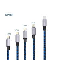 USB C iPhone Charger Cable 6 Pack(3.3/3.3/5/6.6/6.6/10FT) Nylon Braided Durable Charging Cord Compatible 11 11 pro XR XS XSMax X 8 8 Plus 7 7 Plus 6 6s Plus SE 5 5s 5c iPad iPod