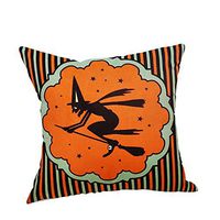 Indexshop Halloween Theme Pillow Covers, Pumpkin Smiley Face Throw Pillowcase Witch and Pumpkin Throw Pillow Case, Decorative Cushion Cover for Bedroom Sofa Chair Car, 18" x 18" (B)
