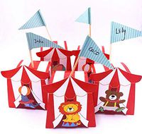 TECH-P Creative Life 50pcs Circus Animal Candy Boxes Gift Box with Flag for Wedding PartyTravel Themed Events-Mixed