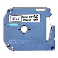 Brother MK233 Labels - 12mm (1/2") Blue on White Non-Laminated Tape (8m/26.2 Ft.) (1/Pkg) For use in M P-Touch: 55/65/70/80/95/100/110