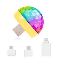 USB Mini Disco Lights, Party Lights Magic Disco Ball Light, Sound Activated Colorful Strobe LED Lights with 3 Plugs for KTV Club DJ Stage Atmosphere Christmas Family Party Interior Car Lights (Yellow)