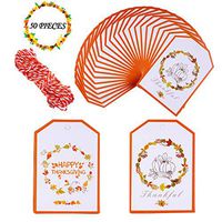 50 PCS Happy Thanksgiving Gift Tags - Thankful Giving Tag | Craft Tags | Gorgeous Cards with 33 Feet Strings for Thanksgiving Day Gift Wrap, Cookie Candy Baking Packaging, Thankful Party Table Decor