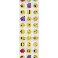2-1/4" White Grosgrain Ribbon with Emoji's - 25 Yards - Multi