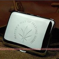 Marijuana Weed Leaf Premium Stainless Steel Engraved Cigarette Case