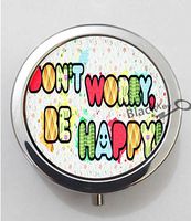 BlackKey Dont Worry Be Happy 3-Compartment Decorative Pocket Gift Box Case Organizer for Pill, Color 1 -735