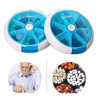 Pill Organizer Weekly, 7 Day Pill Case Medicine Pill Dispenser,Push Button Rotate Pill Planner with 7 Compartments (2,Blue)