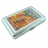 Metal Silver Cigarette Case Vintage Poster D-048 San Francisco, California - United Air Lines - Cable Car in Chinatown - Vintage Airline Travel