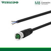 VELLEDQ Field Assembly M8 3-Pin A Coding Industrial Sensor Connector Cable Cord