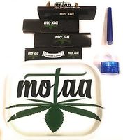 MOTAA Ash Tray with 4 Classic King Size Slim w/Filter Tips, Bonus - Cone Grinder with 10Ft of 100% Organic MOTAA Hemp Wick