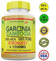 Strongest 1500MG Garcinia Cambogia 100% Pure 95% HCA Extract Extreme Weight Loss & Appetite Suppressant Capsules. All Natural Skinny Diet Slim Pills for Men & Women 90cts