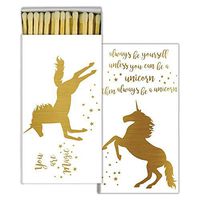 HomArt Large Decorative Gold Foil Unicorn Candle and Fireplace Wood Matches
