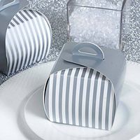 Tableclothsfactory Lovable Striped Cupcake Purse Favor Boxes 10pc - White/Silver