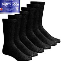 6 12 Pairs Men's Circulatory Diabetic Crew Socks Size 9-11 10-13 13-15 (Black(3-Pairs), 13-15)