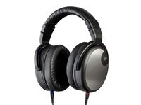 Monoprice HR-5C Wired Headphones - Black/Silver with 42mm Drivers, High Resolution Closed Back, 1.3mm Cable