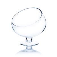 WGV Slant Cut Bowl Glass Vase with Stand, Width 6.5", Height 7", Clear Planter Terrarium, Candy Dish, Fruit Jar for Wedding Party Event, Home Office Decor, 8 Pieces
