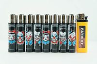 Bundle 9 Items - 8 Refillable Clipper Bad Clowns And 1 Disposable Patriot Lighters