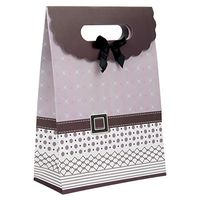 Intricate Designed Medium Mauve Brown Buckle Bow Gift Bag's 10.5" x 7.5" x 3.5" | 4-Pack