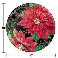 Creative Converting 332133case Posh Poinsettia Paper Banquet Plates, One Size, Multicolor