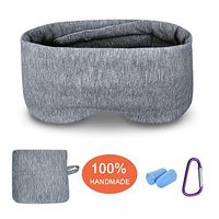 Modal Cotton Travel Sleep Mask, Eye Mask with Longer Adjustable Strap for Women Men and Kids, Fully Coverage with Earplugs, Hanger and Travel Pouch, Deep Grey