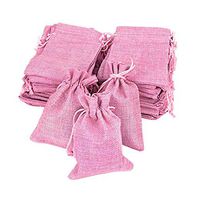 Tpingfe 50pcs 8 Color Sachet Jute Burlap Bags with Drawstring Gift Bags Jewelry Pouch for Wedding Party and DIY Craft (Pink)