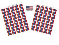 Made in USA! 100 Country Flag 1.5" x 1" Self Adhesive World Flag Scrapbook Stickers, Two Sheets of 50, 100 International Sticker Decal Flags Total (Mongolia)