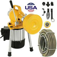 3/4"-4" Drain Cleaner 400 W Sectional 400PRM Snake Cleaner Pipe Drain Cleaning Machine with 66' x 2/3'' Galvanize Cable Heavy Duty [US Stock] (400W)