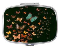 Dancing colorful butterflies Custom HOT Sales Stainless Steel Square Pill Box Medicine Vitamin Organizer Holder Decorative box